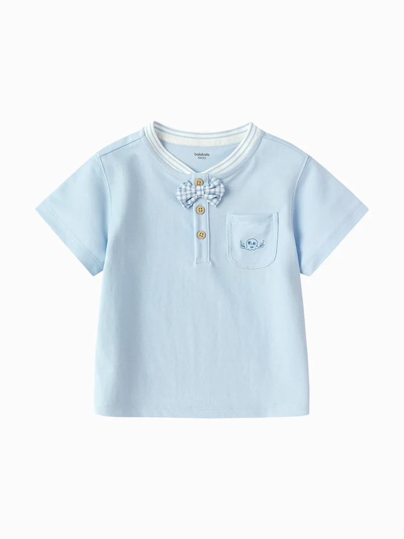 Balabala Toddler Boys Round v-neck short-sleeved T-shirt