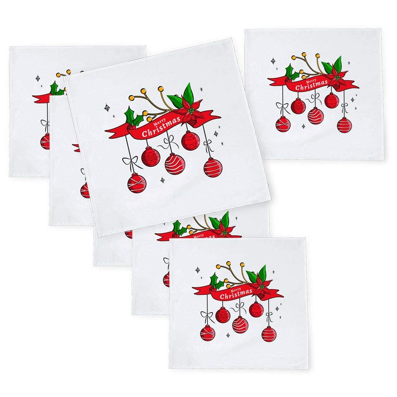 Khakee مناديل طاولة حرير تفطة بموضوع عيد الميلاد 6 قطع 10x10 لتزيين عيد الميلاد زينة عيد الميلاد هدية عيد الميلاد npxmas146P - Image 1