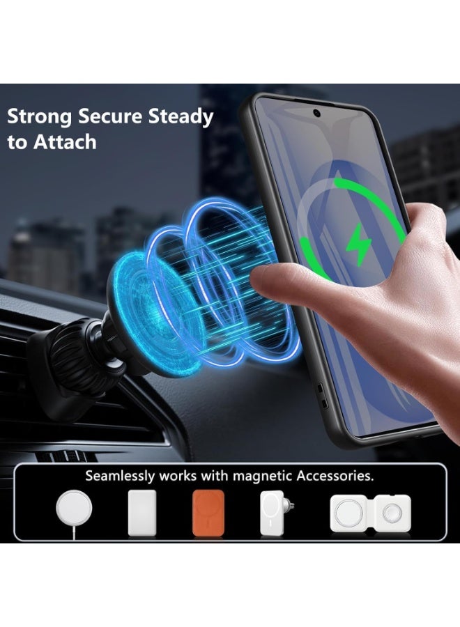 Magnetic case for Samsung Galaxy A17 / Galaxy A26 5G [Compatible with MagSafe] [Military-grade shockproof], slim transparent shock-absorbing back cover (black) - Image 3