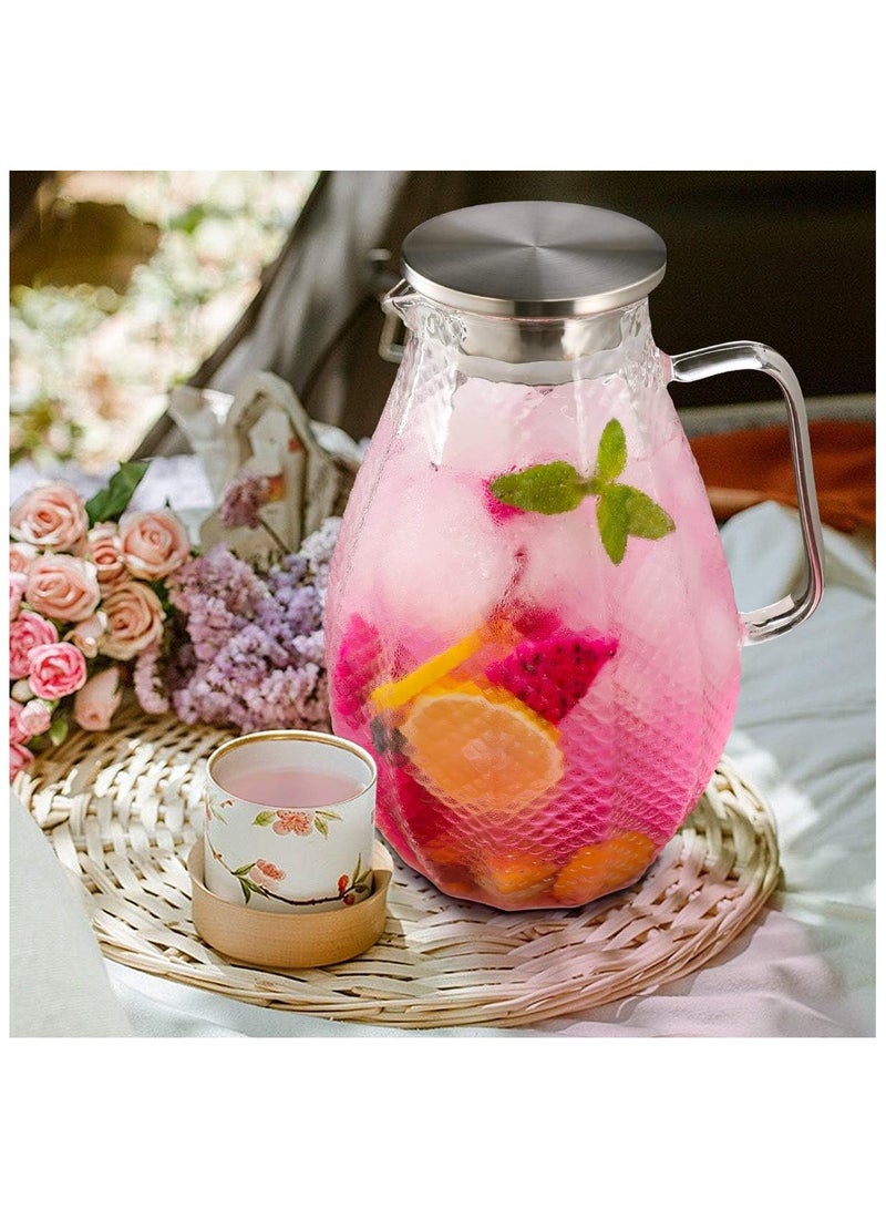 هيواري إبريق زجاجي سعة 75 أونصة من Hiware مع غطاء من الفولاذ المقاوم للصدأ 18/8 (غير قابل للصدأ) - نمط سكواما فريد من نوعه - إبريق ماء عالي المقاومة للحرارة للمياه الساخنة/الباردة - Image 4