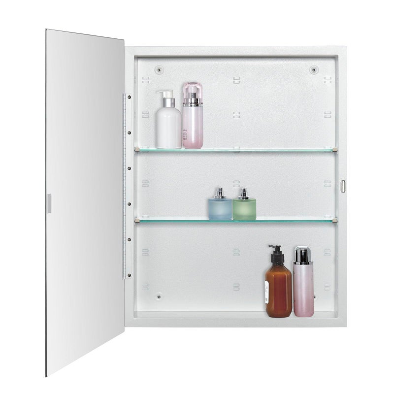 IDYLLOR Bathroom Medicine Cabinet with Beveled Edge Mirrored Door 20 x 26 inch, Recessed or Surface Mount, with Adjustable Glass Shelves - Image 3