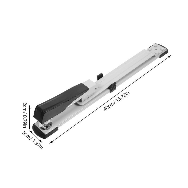 Long Arm Desktop Stapler Silver Large Capacity Labor Saving for Office School - Image 3
