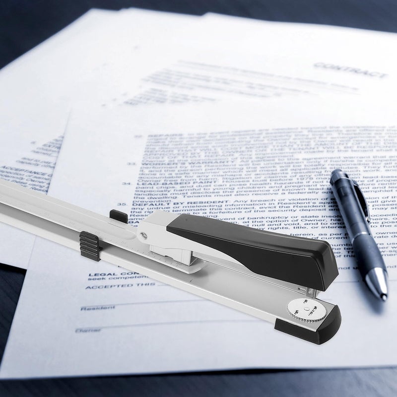 Long Arm Desktop Stapler Silver Large Capacity Labor Saving for Office School - Image 5