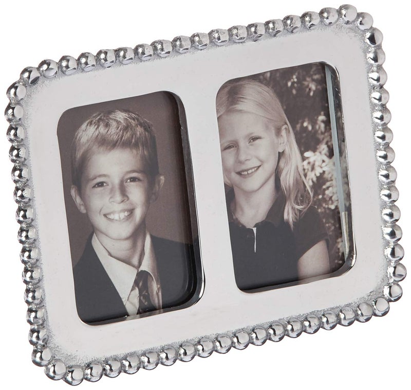MARIPOSA Beaded 2X3 Double Frame | Silver | Brillante | Frames | Decorative Photo Frames | Recycled SANDCAST Aluminum | Handmade in Mexico - Image 2