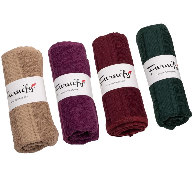 Furnofy 450 GSM Hand Towel Set of 4 Soft Absorbent Quick Dry Towel for Gym Home Kitchen Pool Travel 40x60 cm Beige Magenta Maroon Olive - Image 1