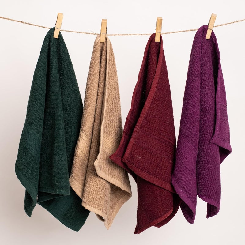 Furnofy 450 GSM Hand Towel Set of 4 Soft Absorbent Quick Dry Towel for Gym Home Kitchen Pool Travel 40x60 cm Beige Magenta Maroon Olive - Image 2