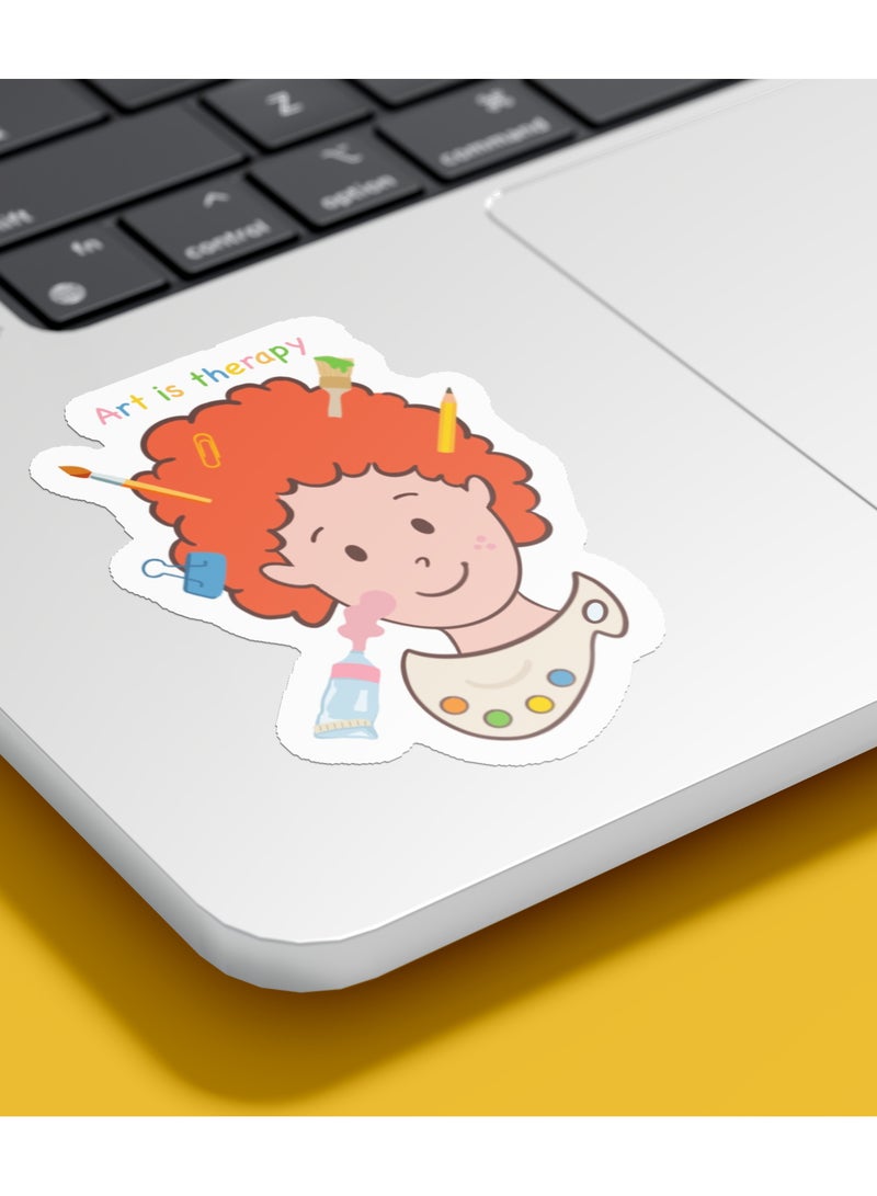 Boomah Accessories 1-Piece Creative  Waterproof Vinyl Stickers, Art is Trapy, for Laptop , Mobile , Mug , Skateboard , Guitar for kids, adult , girls, nursery 8x6cm - Image 1