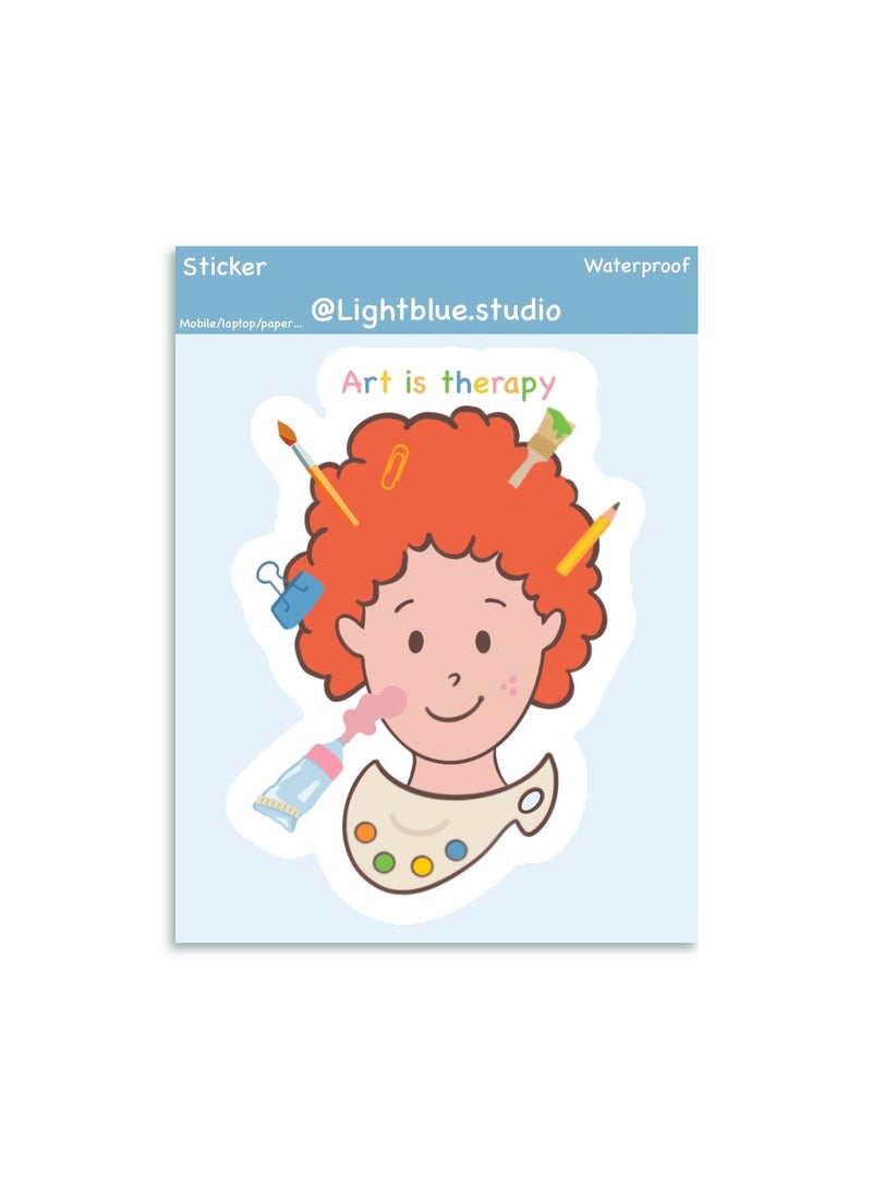 Boomah Accessories 1-Piece Creative  Waterproof Vinyl Stickers, Art is Trapy, for Laptop , Mobile , Mug , Skateboard , Guitar for kids, adult , girls, nursery 8x6cm - Image 2