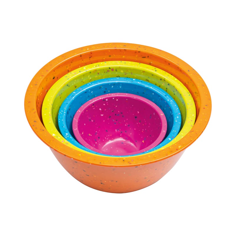 bzyoo Confetti Nesting Mixing Bowls Set - 4-Piece Colorful Kitchen Bowls (18oz, 1.25QT, 2.5QT, 4QT) - BPA-Free, Dishwasher Safe, Space-Saving Design Vibrant Color - Image 1