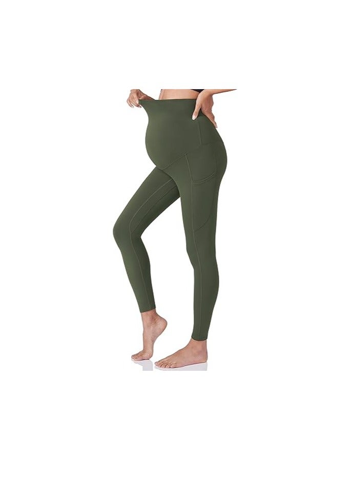 Women's Maternity Workout Leggings Over The Belly Pregnancy Yoga Pants with Pockets Soft Activewear Work Pants  - Image 5