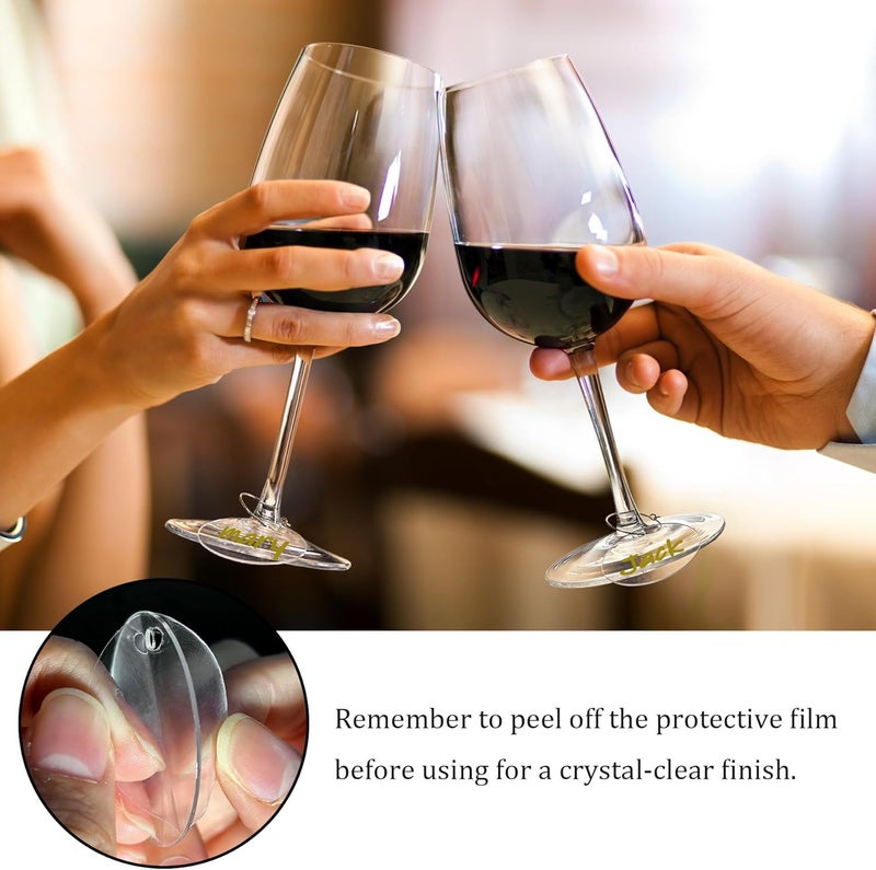 Philbinden 50 Pcs Wine Glass Charms - Round Acrylic Blank Wine Markers for Stem Glasses - Recognizer for Christmas, Wedding, Tasting, Party, Martini, Birthday Decorations - Image 5