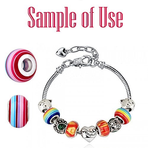 RUBYCA 100Pcs Mix Striped Large Hole Beads Acrylic fit European Charm Bracelet for Jewelry Making - Image 5