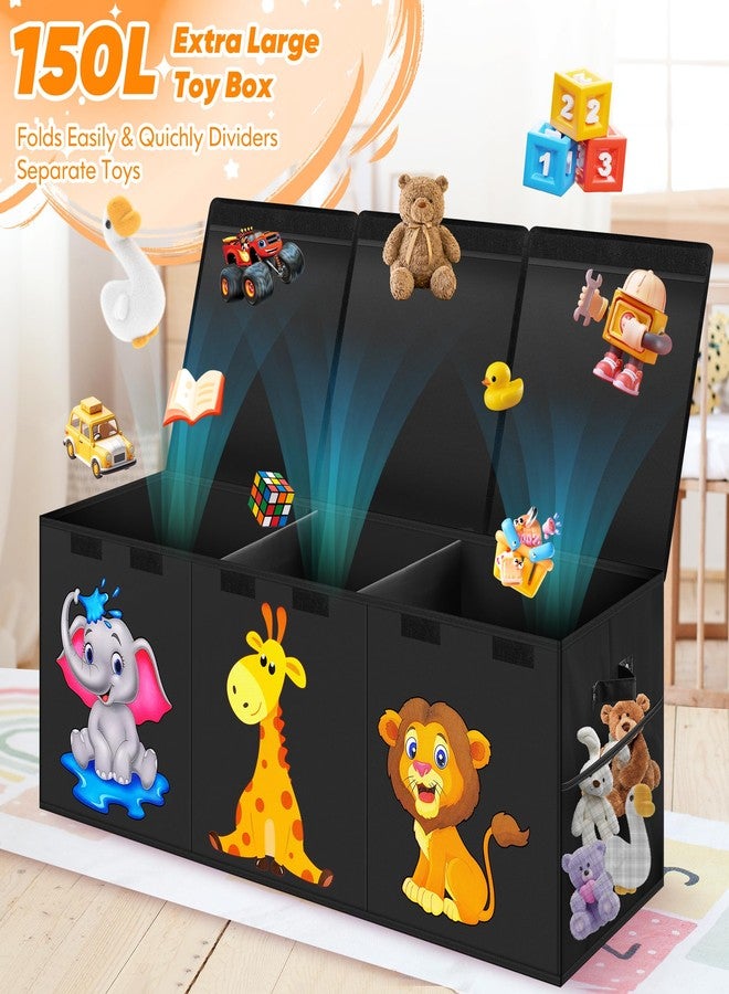 Mabahoo Extra Large Toy Box, Collapsible Toy Storage Organizer with Lids, Cute Animals Toy Box for Boys Girls, 40"x14"x16" Kids Toy Chest Sturdy Storage Boxes for Living Room Bedroom Playroom Nursery - Image 2