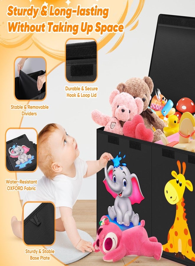 Mabahoo Extra Large Toy Box, Collapsible Toy Storage Organizer with Lids, Cute Animals Toy Box for Boys Girls, 40"x14"x16" Kids Toy Chest Sturdy Storage Boxes for Living Room Bedroom Playroom Nursery - Image 4