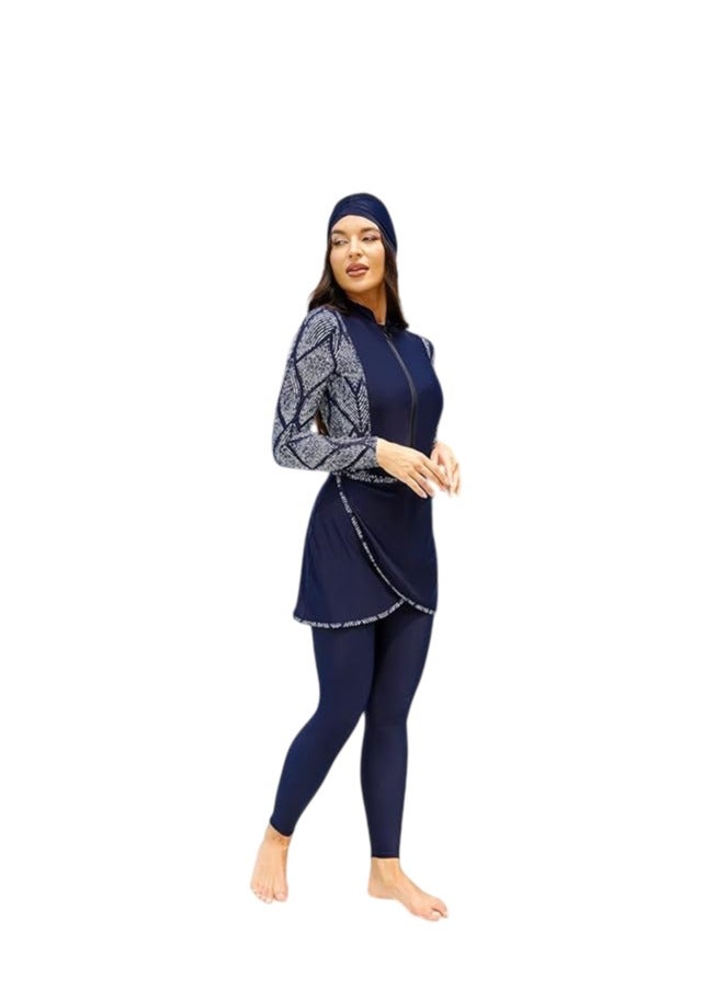 Spall Muslim Women Modest Swimsuit Full Coverage Floral Print Three Piece Islamic Hijab Ladies Beachwear Swimming Swimwear - Image 1