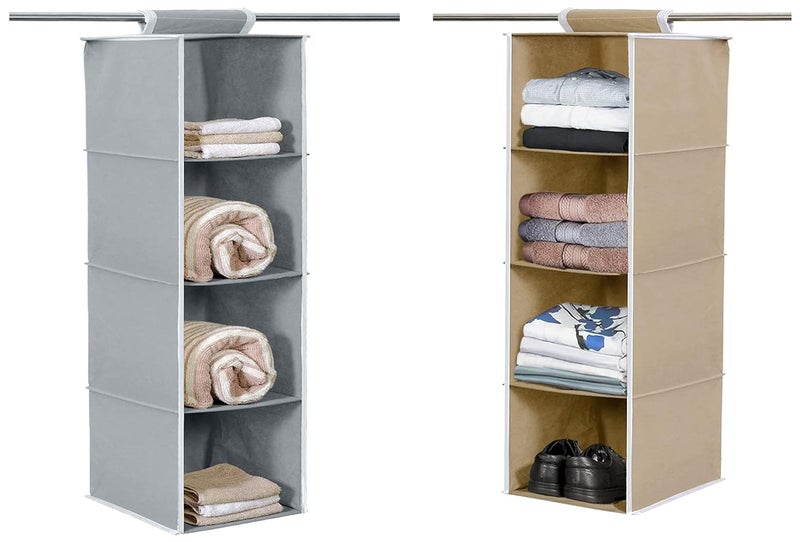 Kuber Industries Kuber Industries 4 Shelf Closet Hanging Organize 4 Shelf Closet Hanging Organizer Brown  - Image 1
