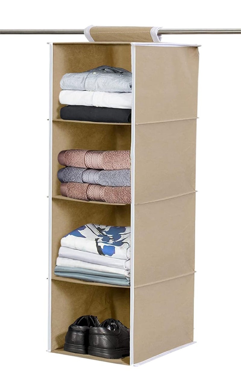 Kuber Industries Kuber Industries 4 Shelf Closet Hanging Organize 4 Shelf Closet Hanging Organizer Brown  - Image 5