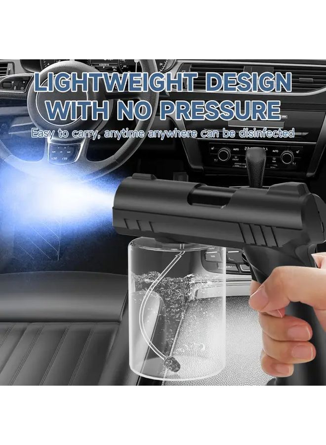1pc Handheld Nano Blue Light Atomizer Gun White Spraying Mist Maker USB Rechargeable Portable Mister With 1200mAh Battery 8 Spray Modes Clog Nozzle Non Slip Grip For Home Office Garden Cooking Plant Care Pets Disinfection - Image 1