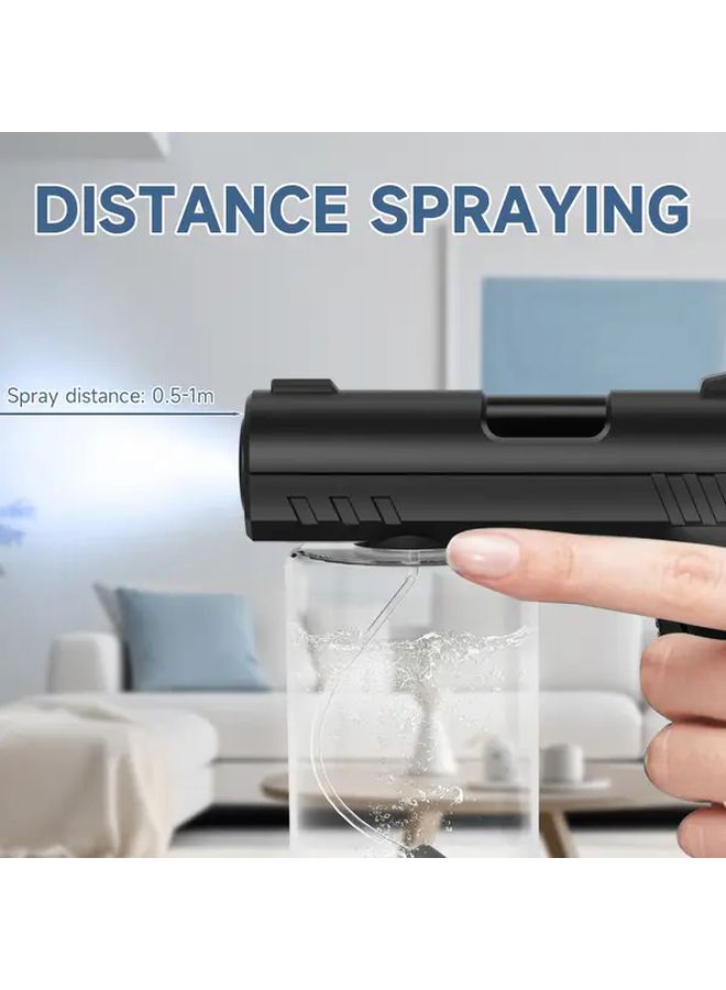 1pc Handheld Nano Blue Light Atomizer Gun White Spraying Mist Maker USB Rechargeable Portable Mister With 1200mAh Battery 8 Spray Modes Clog Nozzle Non Slip Grip For Home Office Garden Cooking Plant Care Pets Disinfection - Image 4