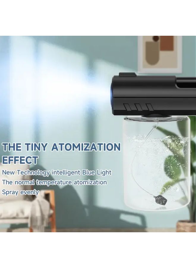 1pc Handheld Nano Blue Light Atomizer Gun White Spraying Mist Maker USB Rechargeable Portable Mister With 1200mAh Battery 8 Spray Modes Clog Nozzle Non Slip Grip For Home Office Garden Cooking Plant Care Pets Disinfection - Image 5