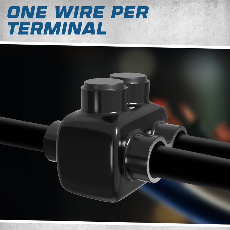 OHLECTRIC 4 Pack - Dual Side Entry - 2 Port - 250-6 AWG - Black Insulated Connector - 5/16 Allen Hex - Pre-Filled with Oxide Inhibitor - Rubber/Vinyl Coating, 6061-T6 Aluminum CU9AL - Image 5