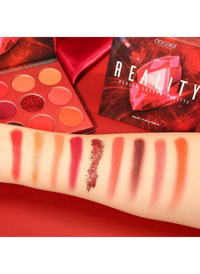 docolor - Eyeshadow Palette 9 Colors Gemstone Shadow Palette Highly Pigmented Mattes Shimmers Naked Smokey Glitter Cream Colorful Powder Blendable Long Lasting Waterproof Makeup PaletteRed - Image 1