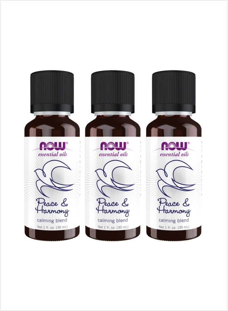 NOW Essential Oils Peace & Harmony Blend - Calming & Relaxing, 30ml (Pack of 3)