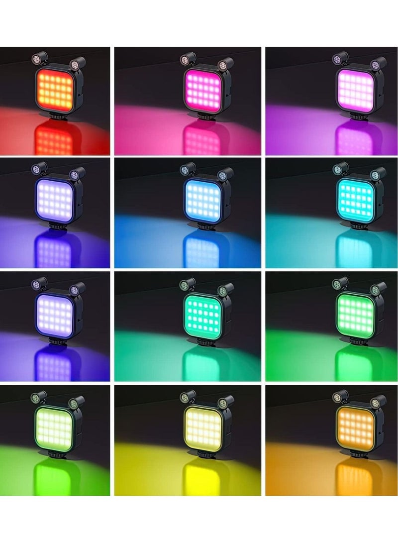 Captaintech Portable RGB Video Lights, 2 in 1 LED Camera Light with Dual Stereo Microphone 360° Full Color Light for Photography 2 Cold Shoes, 2000mAh Rechargeable CRI 95+ 2500-9000K Dimmable Panel Fill Lamp - Image 4