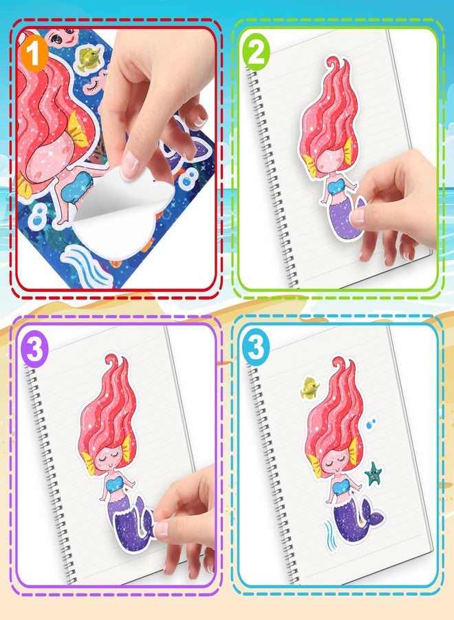 Reaeon 24 PCS 8.27’’×5.9’’ Make a Face Stickers for Kids Toddlers, Make Your Own Mix and Match Mermaid Stickers Sheets for Girls Crafts Activities, Birthday Gifts, Goodie Bags Stuffers - Image 4