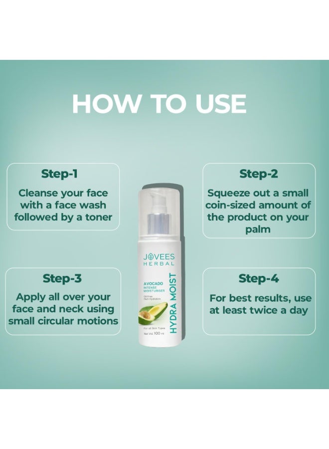 JOVEES Herbal Hydra Intense Moisturiser For Glowing & Hydrating Skin With Avocado And Chamomile Extract | Lightweight And Non Greasy Lotion | For All Skin Types- 100ml - Image 3