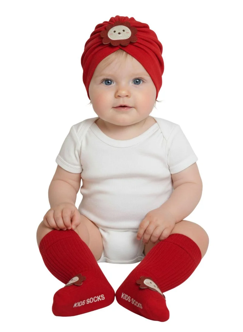 بيبي كلو Baby Red Cap and Socks Combo Set
