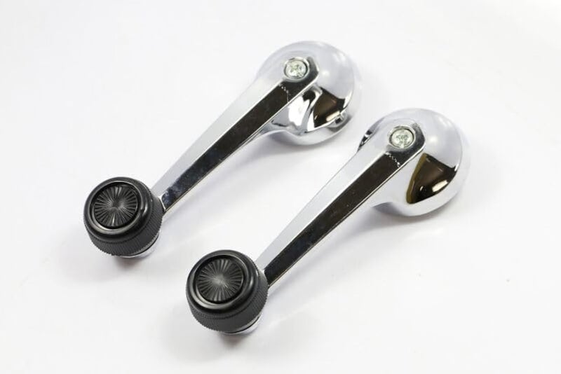 Generic Amituofoo Window Crank Handle, Left and Right, Metal Chrome w/Black Knob, Pack of 2 Replacement for 1979-1993 Ford Mustang Escort Tempo LTD Pinto Mercury Topaz Lynx Capri Marquis D9ZZ6623342A  - Image 1