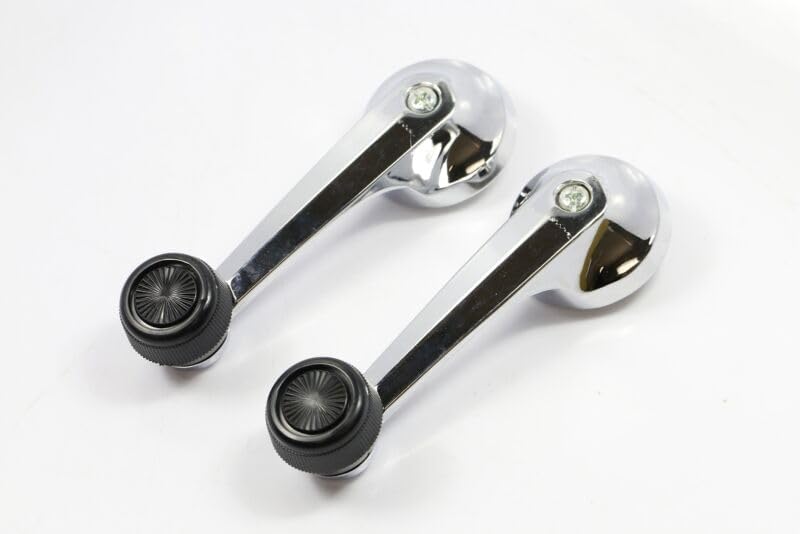 Generic Amituofoo Window Crank Handle, Left and Right, Metal Chrome w/Black Knob, Pack of 2 Replacement for 1979-1993 Ford Mustang Escort Tempo LTD Pinto Mercury Topaz Lynx Capri Marquis D9ZZ6623342A  - Image 2