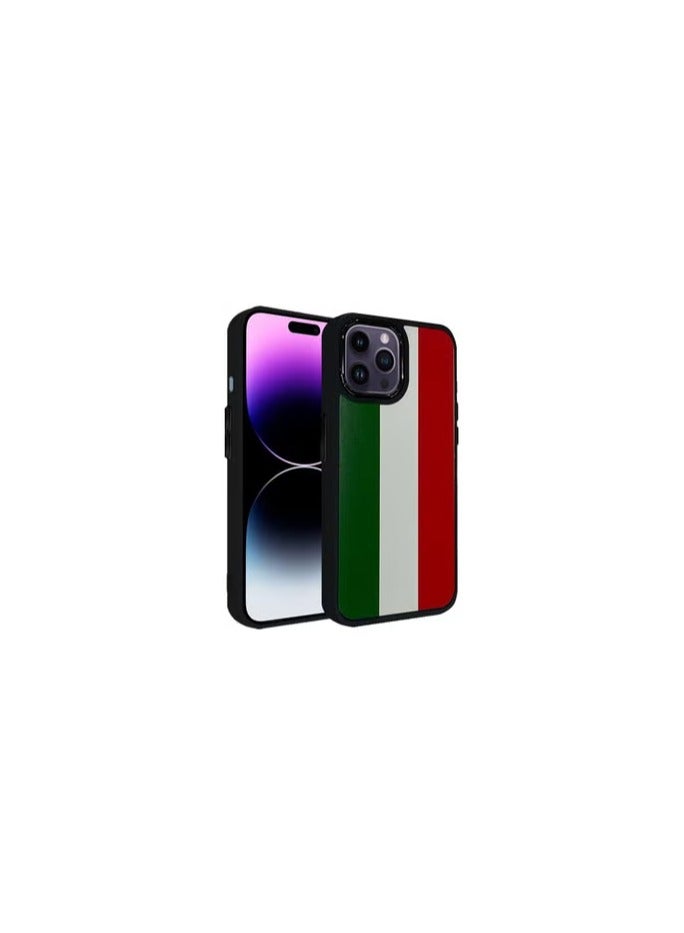 CATANES (for iPhone 14 Pro Max) Case, Hard PC Case, Shockproof Protective Case Cover / Italy Flag - Side Black - Image 2
