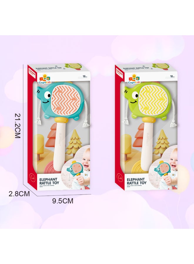 COGNIKIDS لعبة رنين الفيل للأطفال - رنين سيليكون ناعم مع صفارة مدمجة وصوت الطبول | خفيف الوزن، خالي من BPA، لعبة حسية ممتعة للأطفال من 6 أشهر فما فوق | تدليك للثة 1 قطعة - Image 4