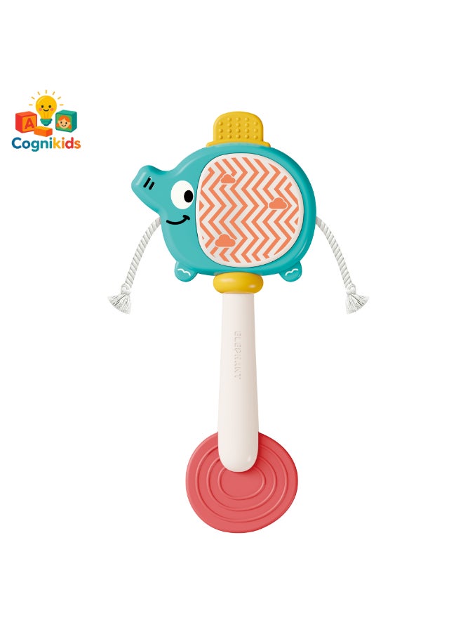 COGNIKIDS لعبة رنين الفيل للأطفال - رنين سيليكون ناعم مع صفارة مدمجة وصوت الطبول | خفيف الوزن، خالي من BPA، لعبة حسية ممتعة للأطفال من 6 أشهر فما فوق | تدليك للثة 1 قطعة - Image 2