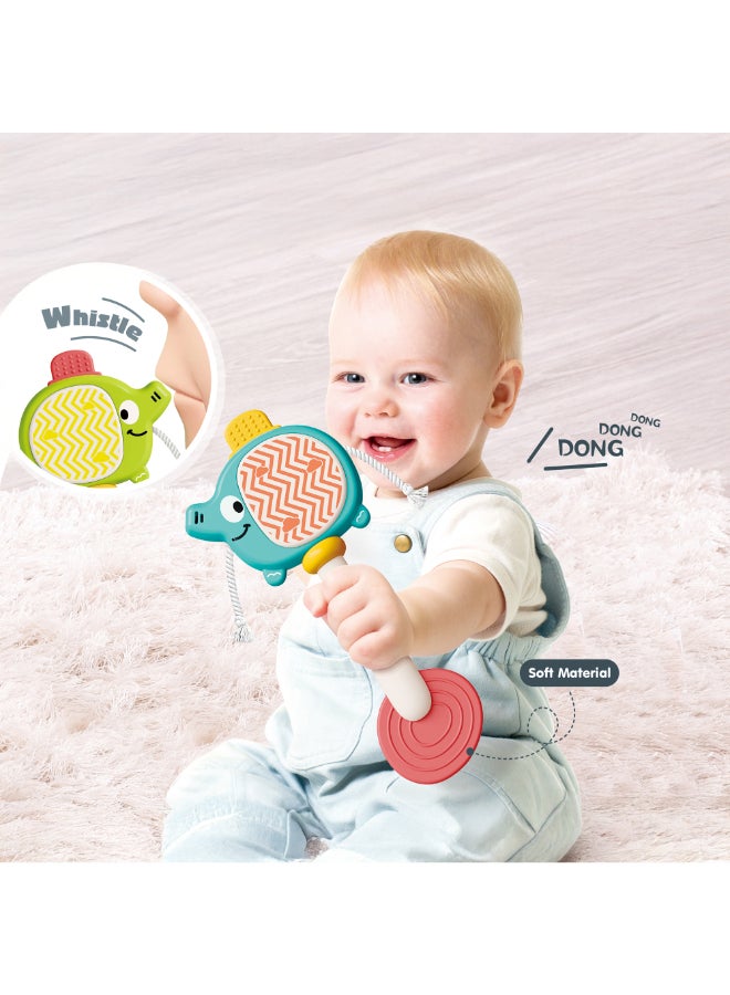COGNIKIDS لعبة رنين الفيل للأطفال - رنين سيليكون ناعم مع صفارة مدمجة وصوت الطبول | خفيف الوزن، خالي من BPA، لعبة حسية ممتعة للأطفال من 6 أشهر فما فوق | تدليك للثة 1 قطعة - Image 3