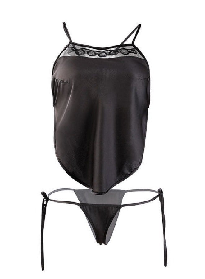 Night Romper Lace Trim High Cut Lingerie.  - Image 1