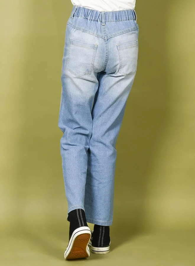 ليل بيكس Embroidered Design Light Denim Wash Jeans