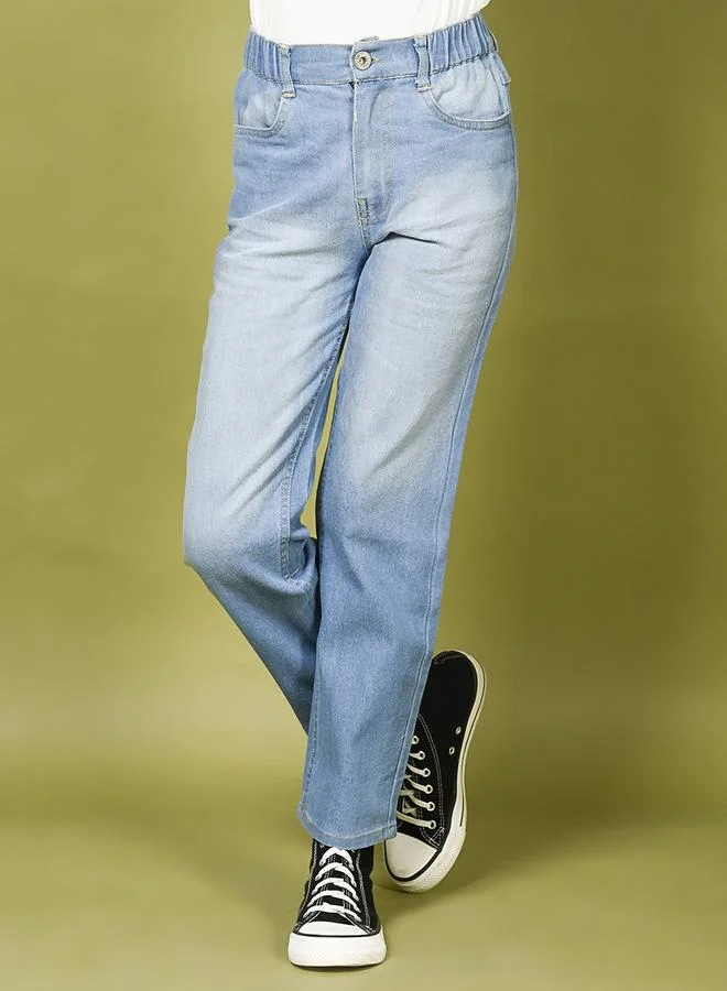 ليل بيكس Embroidered Design Light Denim Wash Jeans