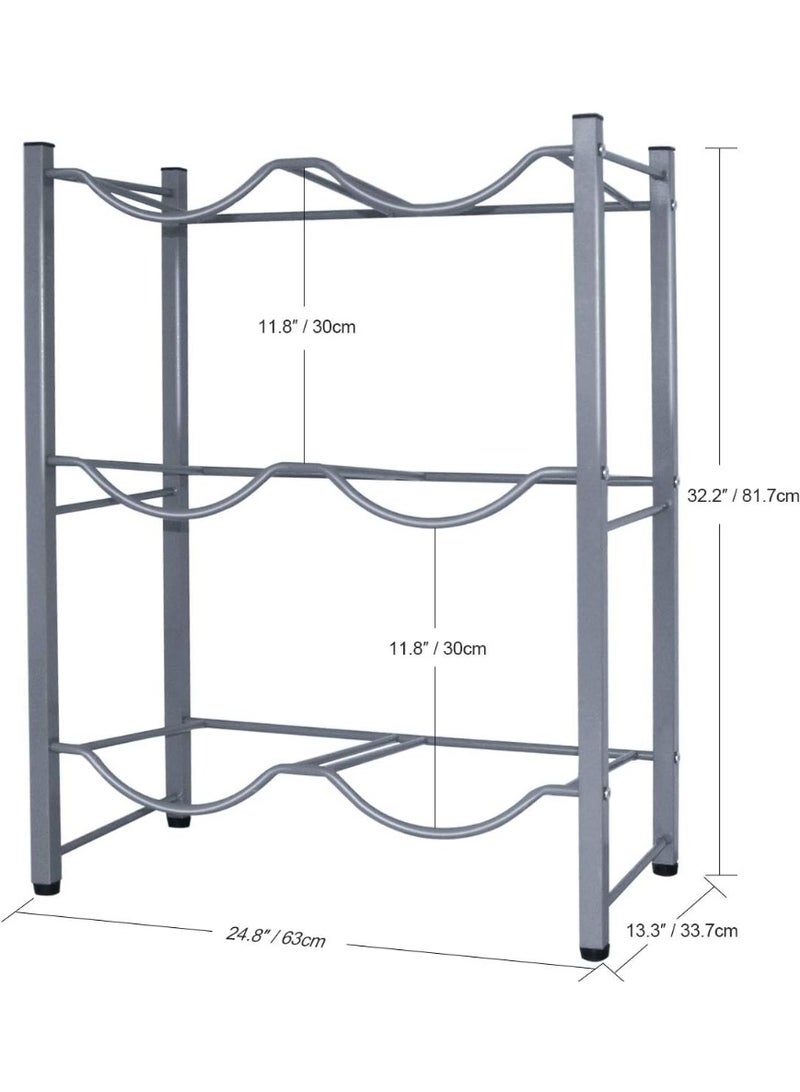 جيهام حامل زجاجات مياه لـ 6 زجاجات، رف أباريق مبرد مياه ثلاثي الطبقات، منظم أباريق مياه متطور من الفولاذ الكربوني عالي التحمل مع حماية أرضية قابلة للتعديل للمنزل والمطبخ والمكتب والمطعم - Image 3