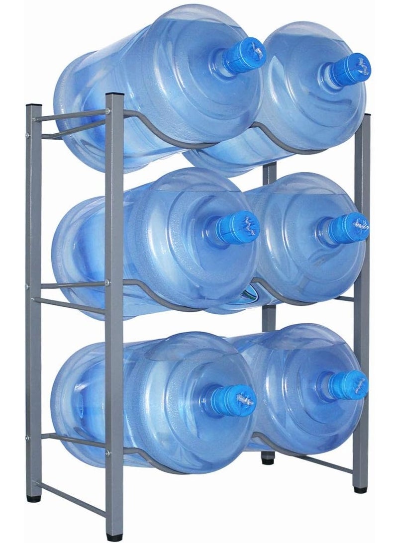 جيهام حامل زجاجات مياه لـ 6 زجاجات، رف أباريق مبرد مياه ثلاثي الطبقات، منظم أباريق مياه متطور من الفولاذ الكربوني عالي التحمل مع حماية أرضية قابلة للتعديل للمنزل والمطبخ والمكتب والمطعم - Image 1