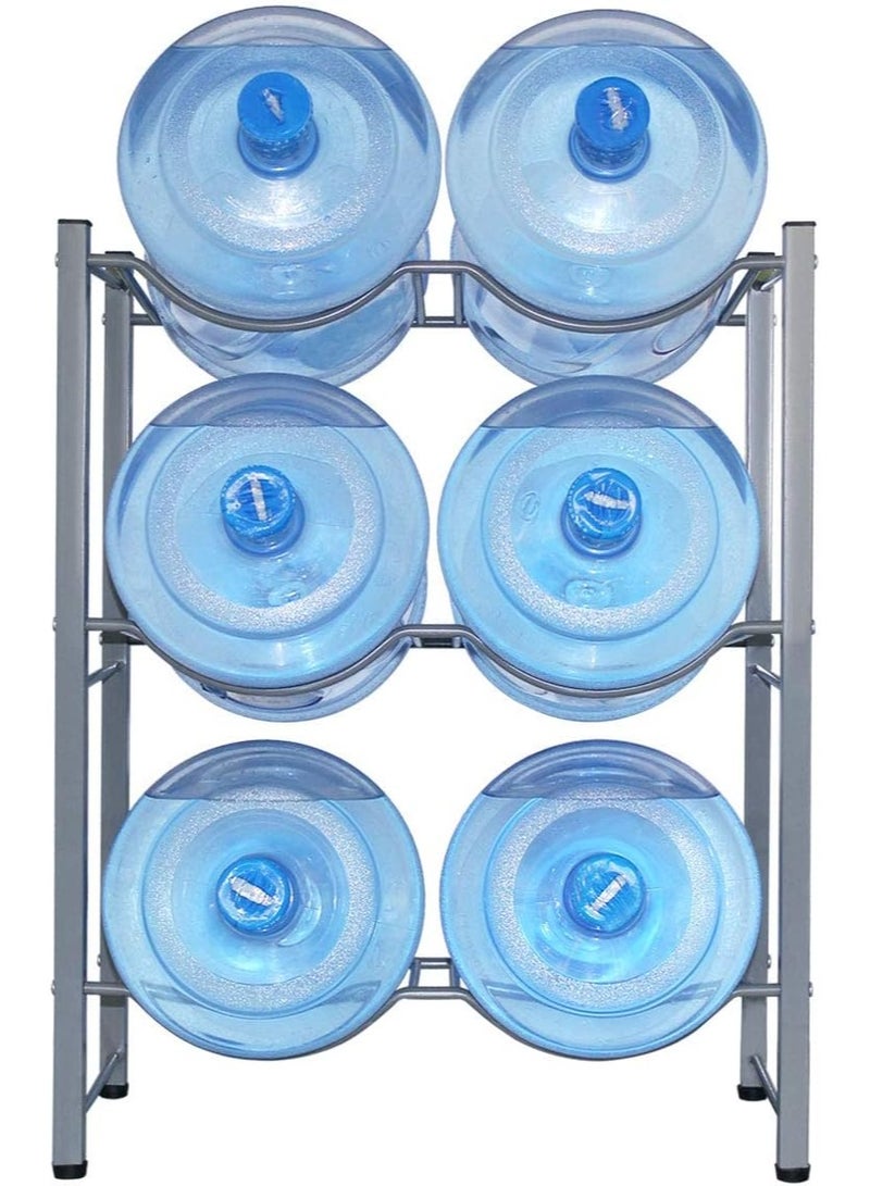 جيهام حامل زجاجات مياه لـ 6 زجاجات، رف أباريق مبرد مياه ثلاثي الطبقات، منظم أباريق مياه متطور من الفولاذ الكربوني عالي التحمل مع حماية أرضية قابلة للتعديل للمنزل والمطبخ والمكتب والمطعم - Image 2