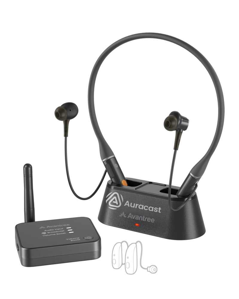 Avantree Aura Loop – Auracast Wireless TV Earbuds with Dual Connection for TV & Phone, 3 EQ Modes with Voice Clear, Charging Dock, Compatible with Auracast Hearing Aids for Seniors & Hard of Hearing - Image 1