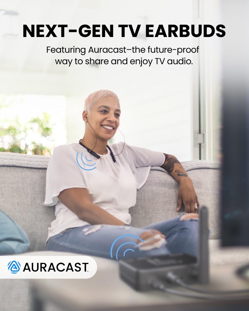 Avantree Aura Loop – Auracast Wireless TV Earbuds with Dual Connection for TV & Phone, 3 EQ Modes with Voice Clear, Charging Dock, Compatible with Auracast Hearing Aids for Seniors & Hard of Hearing - Image 2
