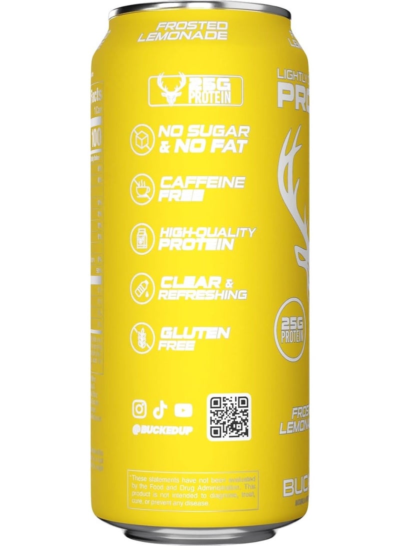 Bucked Up Lightly Carbonated Protein Soda | 25g Whey Isolate - Zero Sugar, Low Calorie, Caffeine Free, Clean Drink | Sparkling Protein Soda , 16 oz Cans (Frosted Lemonade) - Image 2