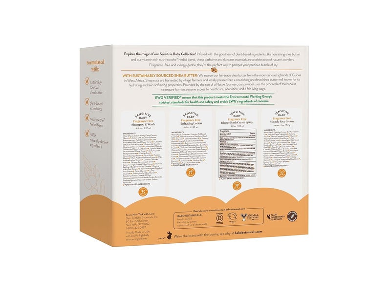 Babo Botanicals Baby Care Essentials Gift Set Skincare Bath Diaper For Delicate Skin FragranceFree with Shea Butter Includes Reusable Carry Pouch Natural Plant Based 5 Items Set - Image 4