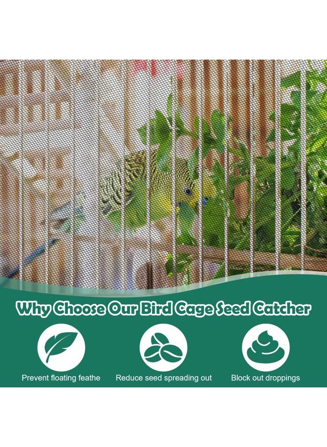 Catcan 2 Pack Bird Cage Cover,Bird Cage Seed Catcher,Heavy Duty Adjustable Nylon Mesh Net,Bird cage Seed Catcher Guard cage Cover for Parrot Parakeet Macaw African(L-94.4''*14.9'') - Image 4