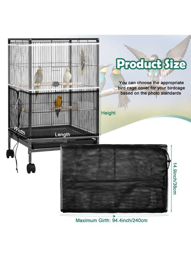 Catcan 2 Pack Bird Cage Cover,Bird Cage Seed Catcher,Heavy Duty Adjustable Nylon Mesh Net,Bird cage Seed Catcher Guard cage Cover for Parrot Parakeet Macaw African(L-94.4''*14.9'') - Image 2