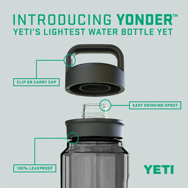YETI Yonder 1L/34 oz Water Bottle with Leakproof Yonder Chug Cap, Charcoal - Image 2